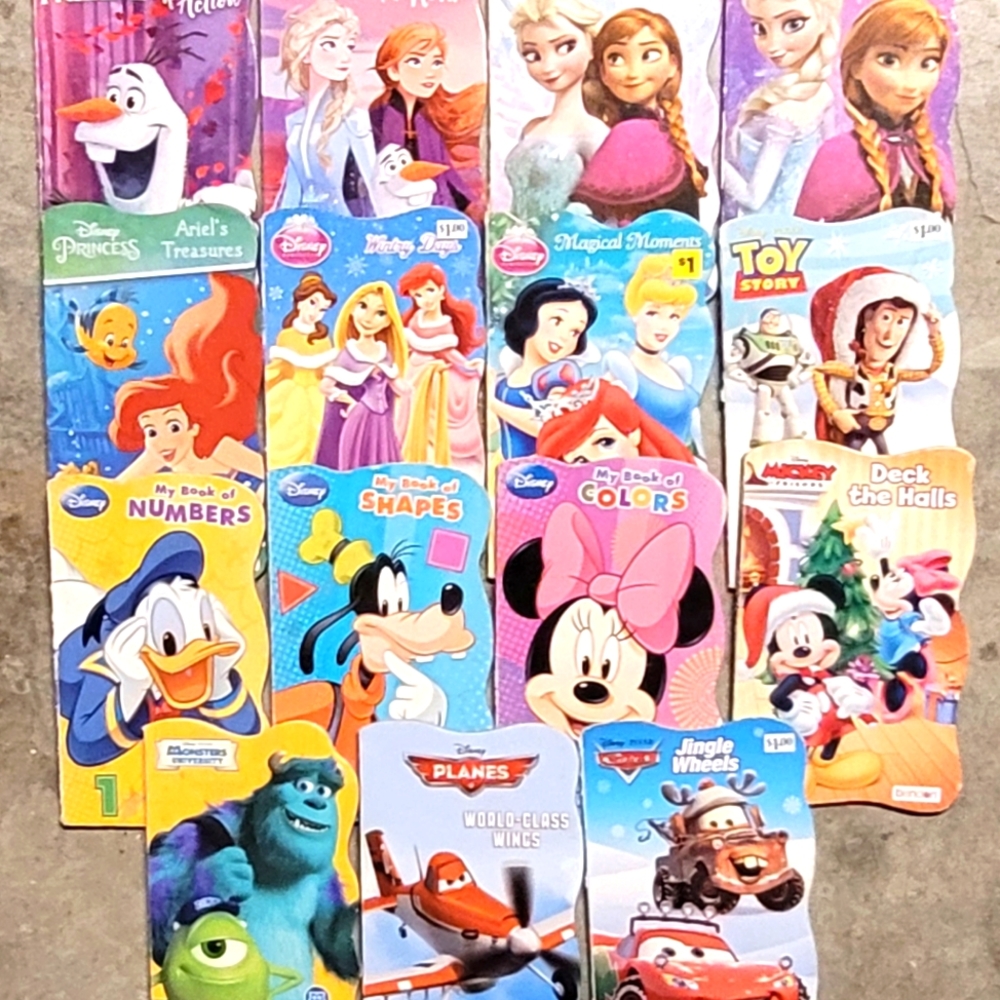 Lot of 15 All Disney Bendon Board Books Frozen, Princesses, Cars, Goofy